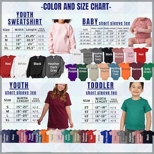 a poster showing the sizes of children's shirts