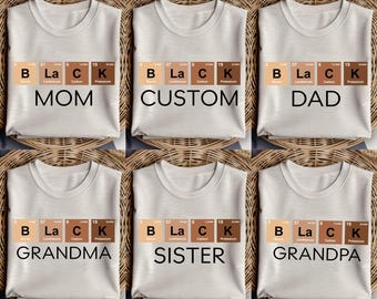Gepersonaliseerde zwarte bijpassende shirts voor het hele gezin: Cultural Pride-cadeau (dea)