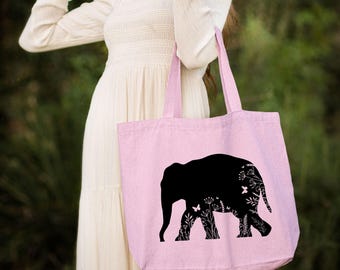 Floral Elephant Tote Bag: Animal Lover Gift