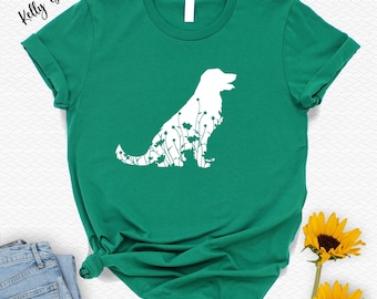 Floral Golden Retriever Shirt,Dog Owner Gift,Nature Shirt,Dog Dad Shirt,Animal Gift,Adventure Camping Shirt,Retriever Gift,Dog Mama T-Shirt