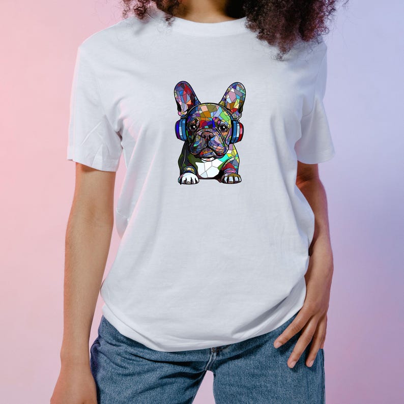 French Bulldog Shirt: Colorful Dog with Headphones image 2