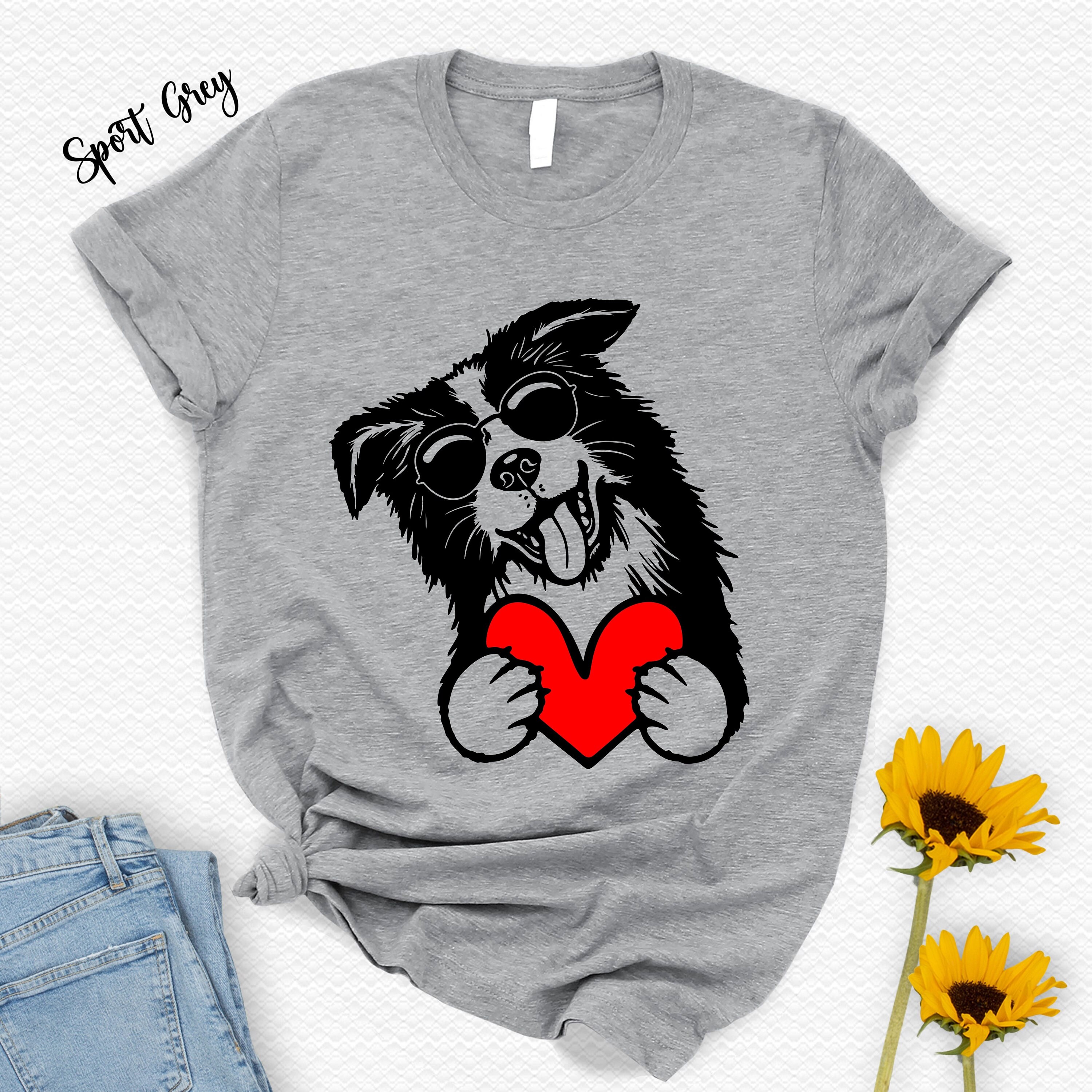 Discover Border Collie With Valentine Shirt,Border Gift,Dog Mom Tshirt,Dog Dad Shirt,Animal Lover Tee