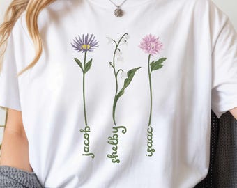 Custom Birth Month Flower T-Shirt, Mother's Day Floral Gift