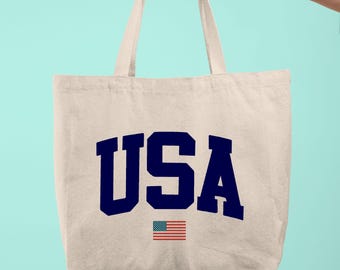 Draagtas VS: canvas schoudertas patriottische Amerikaanse vlag