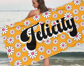 Personalized Summer Beach Towel: Custom Flower Beach Gift