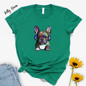 French Bulldog Shirt: Colorful Dog with Headphones image 1