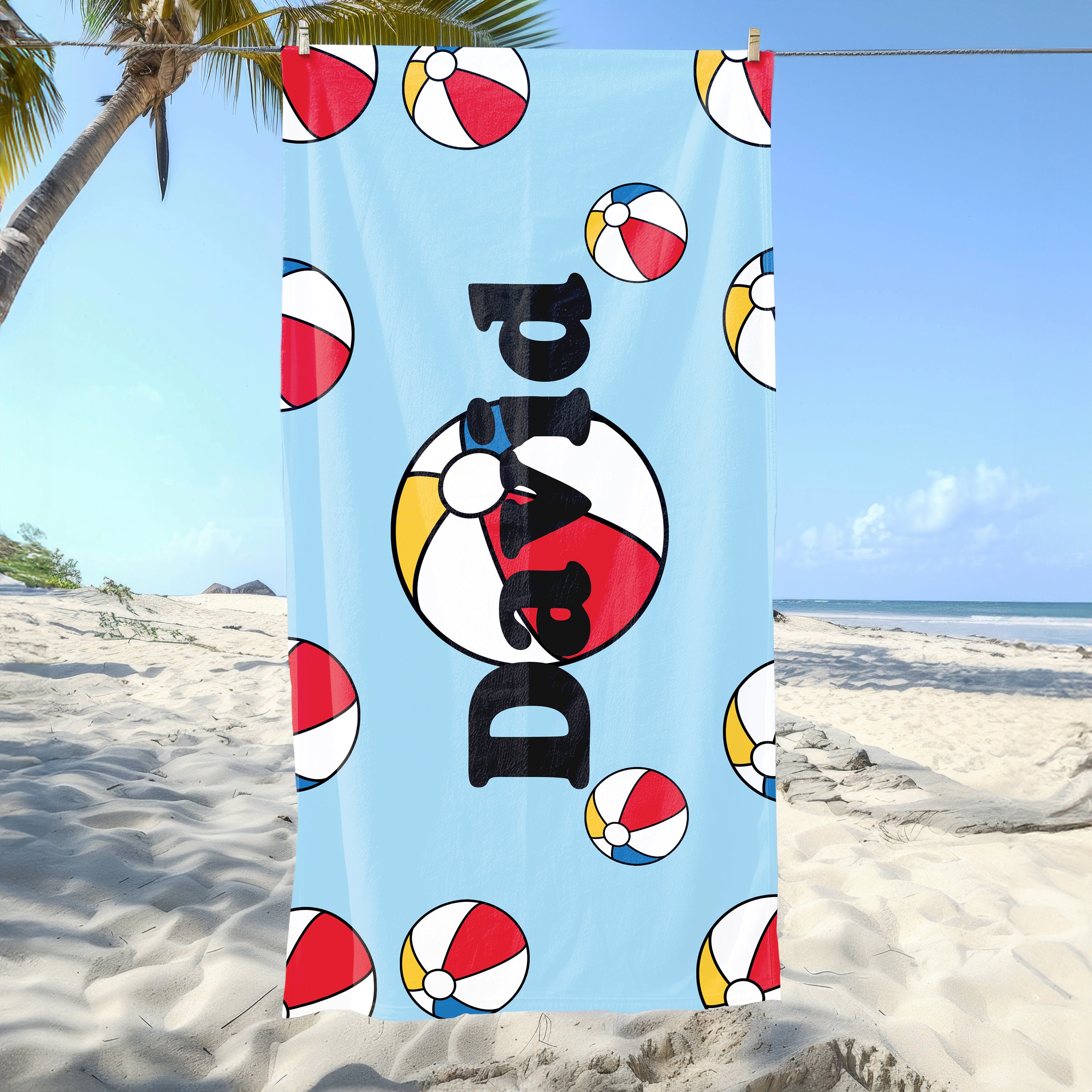Sports Beach Towel, Custom Ball Beach Towel, Kids Beach Towel, Summer Season Gift, Sea Holiday, Boys Camping Towel Gift, Beach Accessories