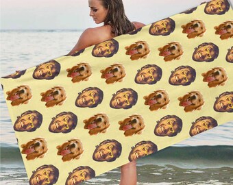 Toalla de playa con foto personalizada: divertida toalla con cara de humano o mascota