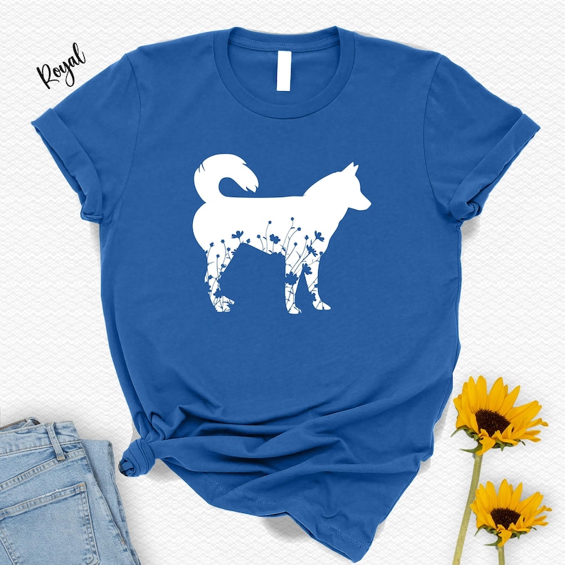 Camiseta con estampado floral de husky siberiano: Regalo para amantes de los animales imagen 4