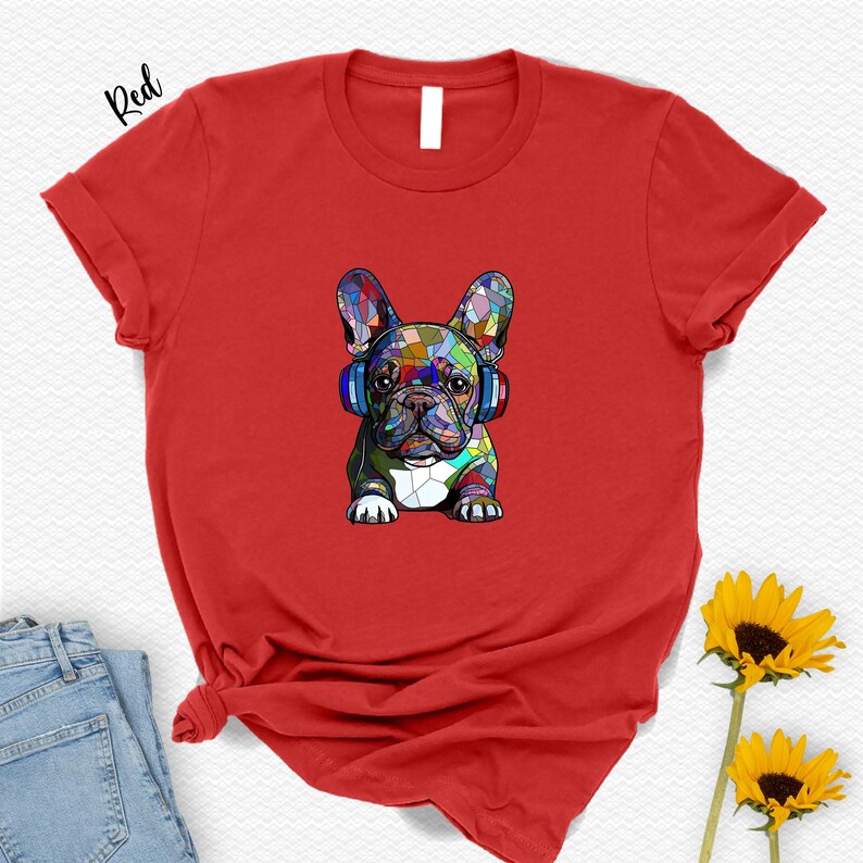 French Bulldog Shirt: Colorful Dog with Headphones image 4