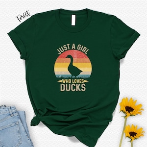 Just A Girl Who Loves Duck Shirt, Funny Animal Graphic Tee, Farm Life Tee Shirt, Duck Gift Tshirt, Gift For Farmer, Nature Lover Kids Shirt