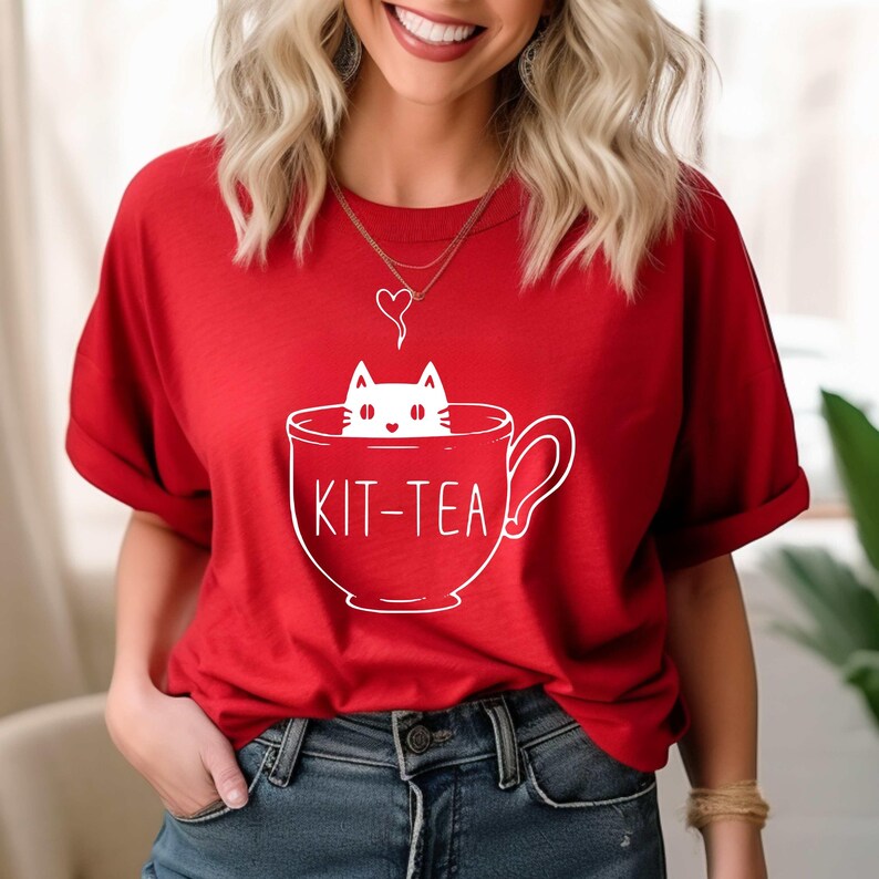 Maglietta Kit-Tea, maglietta divertente per amanti dei gatti immagine 6