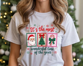 It's The Most Wonderful Time Shirt, Retro Christmas Tree Tshirt, Santa Candy Cane Graphic Tee