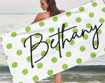 Personalized Tennis Ball Beach Towel: Sports Lover Gift