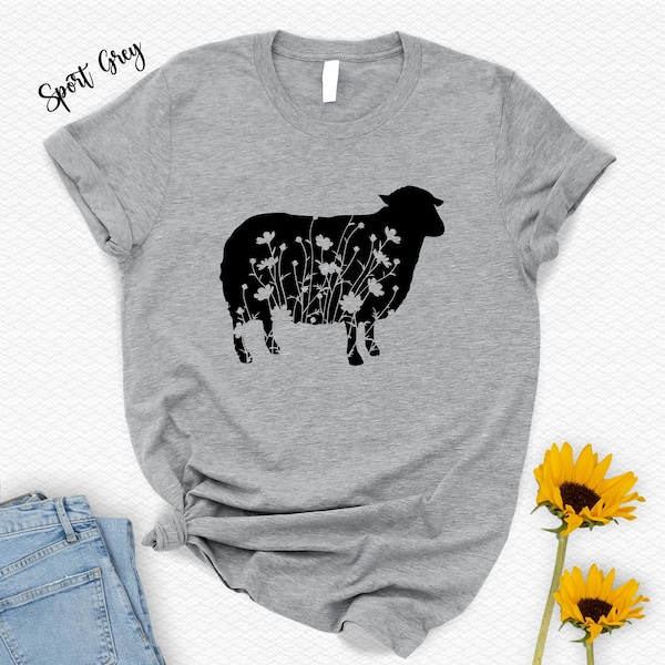 Koszulka z kwiatowym motywem owcy: Cottagecore Farm Animal Tee