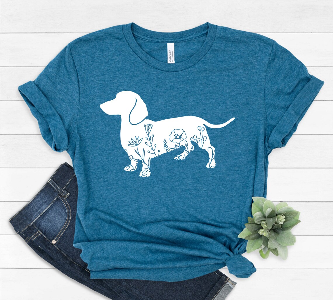 Floral Dachshund Wiener Dog Shirt Dog Lover Shirt Floral Etsy