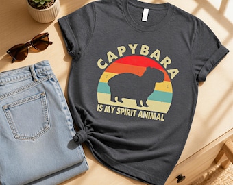 Camiseta "Capybara es mi animal espiritual": Camiseta con estampado vintage