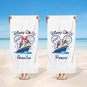 Disney Cruise 2027 Beach Towel: Personalized Mickey And Friends Summer Gift