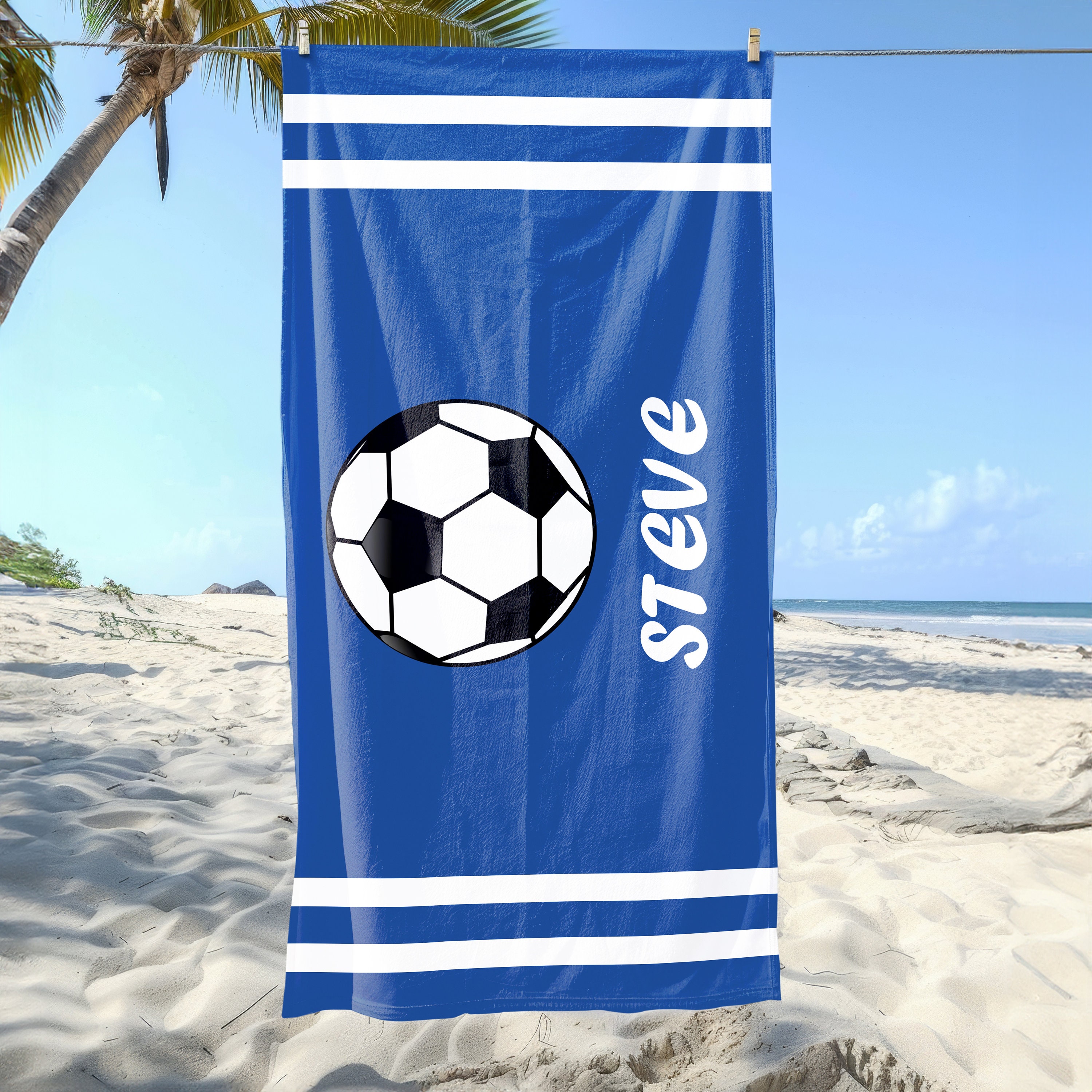 Sports Beach Towel, Personalized Ball Beach Towel, Boys Beach Towel Gifts, Summer Season Gift, Beach Accessories, Sea Holiday, Summer Decor