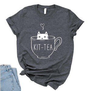Maglietta Kit-Tea, maglietta divertente per amanti dei gatti immagine 10