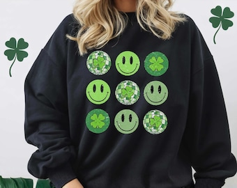 St Patricks Smiley Face Sweatshirt: Irish Party Long Sleeve Shirt