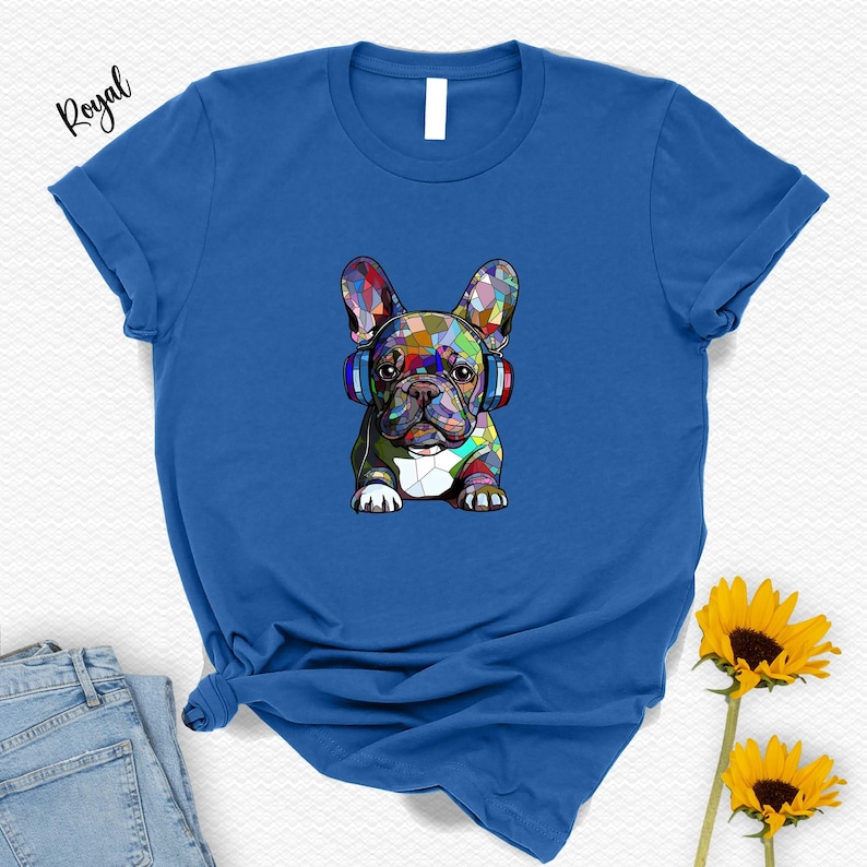 French Bulldog Shirt: Colorful Dog with Headphones image 5