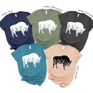 Floral Buffalo Shirt, Gift For Animal Lover, National Park Shirt, Western Desert Rodeo Wild West Shirt, Wanderlust Gift,Outdoor Camper Shirt