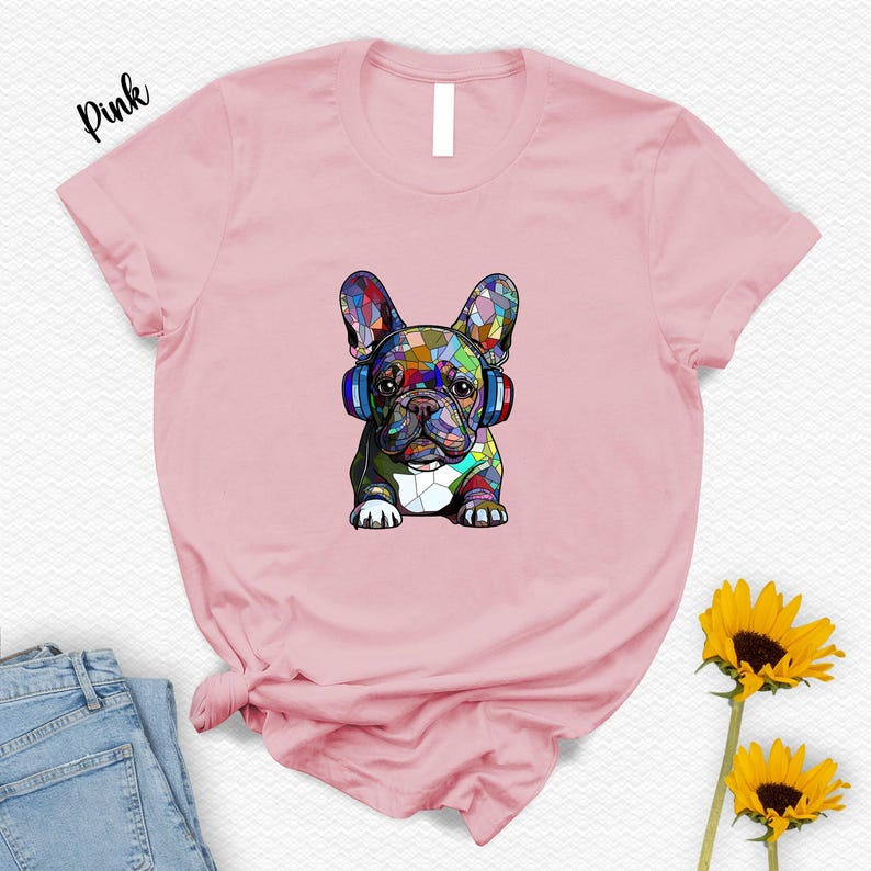 French Bulldog Shirt: Colorful Dog with Headphones image 3