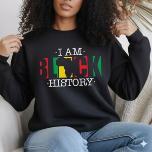 Felpa con cappuccio I Am Black History: maglietta a maniche lunghe con orgoglio afrocentrico