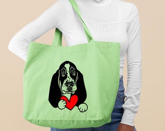 Canvas draagtas Basset Hound Dog, schoudertas met grappige dieren