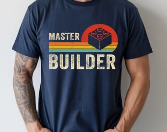 Master Bauarbeiter Shirt: Retro Bausteine Grafik T-Shirt