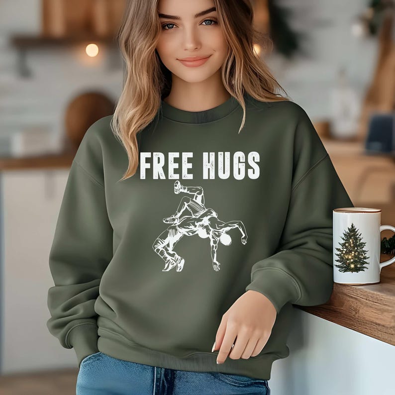 Free Hugs Wrestling Sweatshirt: Sports Long Sleeve Shirt image 3