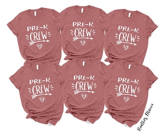 Pre-K Crew Teacher Shirts, Back To School Gift Tee, Teacher Team T-Shirts, First Day Of School Tee, Prek Graduation, Preschool Shirt