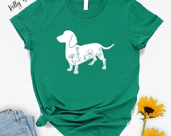 Floral Dachshund T-Shirt: Wiener Dog Lover Gift
