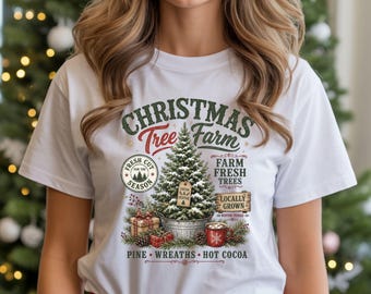 Christmas Tree Farm Shirt, Farm Fresh Trees Tshirt, Xmas Pine Graphic Tee