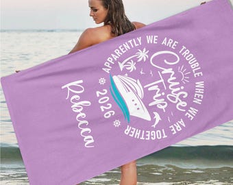 Personalisierte Kreuzfahrt Strandtuch 2026: Lustiges Gruppen Urlaubsgeschenk