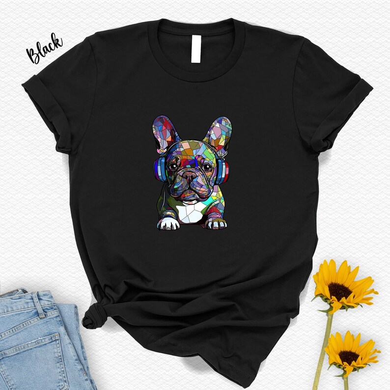 French Bulldog Shirt: Colorful Dog with Headphones image 6
