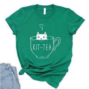Maglietta Kit-Tea, maglietta divertente per amanti dei gatti immagine 5