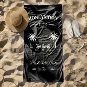 Honeymoon Club Beach Towel: Matching Mr And Mrs Summer Gift