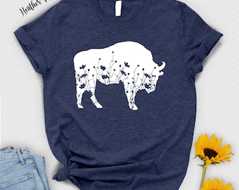 Floral Buffalo T-Shirt: Western Rodeo Wild West Shirt