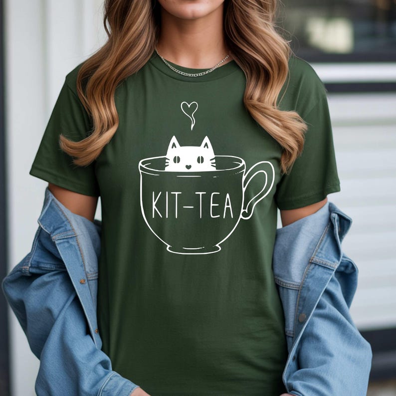 Maglietta Kit-Tea, maglietta divertente per amanti dei gatti immagine 9