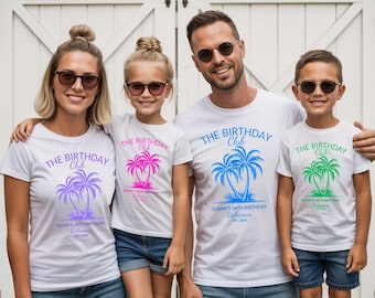 Camisetas del Club de Cumpleaños: Conjunto de cumpleaños a juego con diseño de palmera