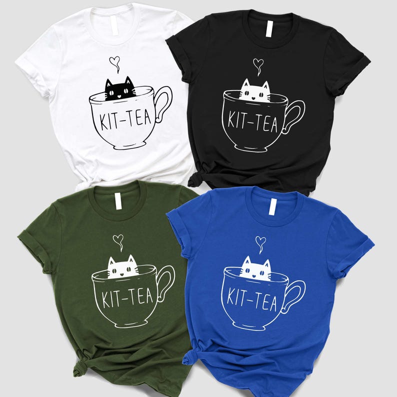 Maglietta Kit-Tea, maglietta divertente per amanti dei gatti immagine 12