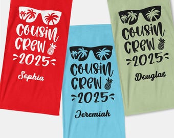 Cousin Crew 2025 Beach Towel, Cousin Squad Gift, Beach Besties, Beach Accessories, Beach Decor, Family Vacation Gift, Big Cousin Trip Gift