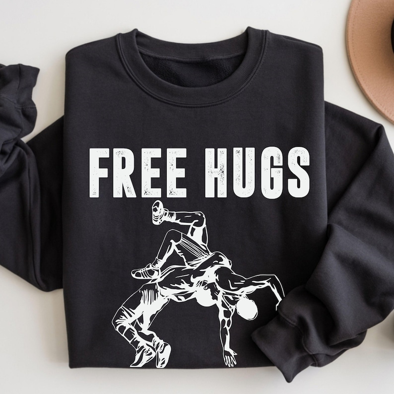 Free Hugs Wrestling Sweatshirt: Sports Long Sleeve Shirt image 1