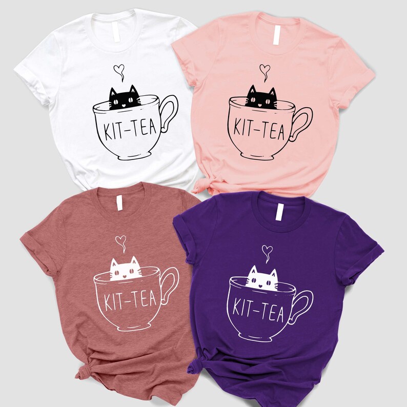 Maglietta Kit-Tea, maglietta divertente per amanti dei gatti immagine 11