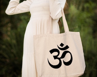 Bolsa de lona con símbolo de yoga Om: bolso de hombro para meditación