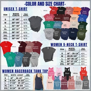 a women's tank top size chart with different colors and sizes