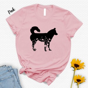Camiseta con estampado floral de husky siberiano: Regalo para amantes de los animales imagen 3