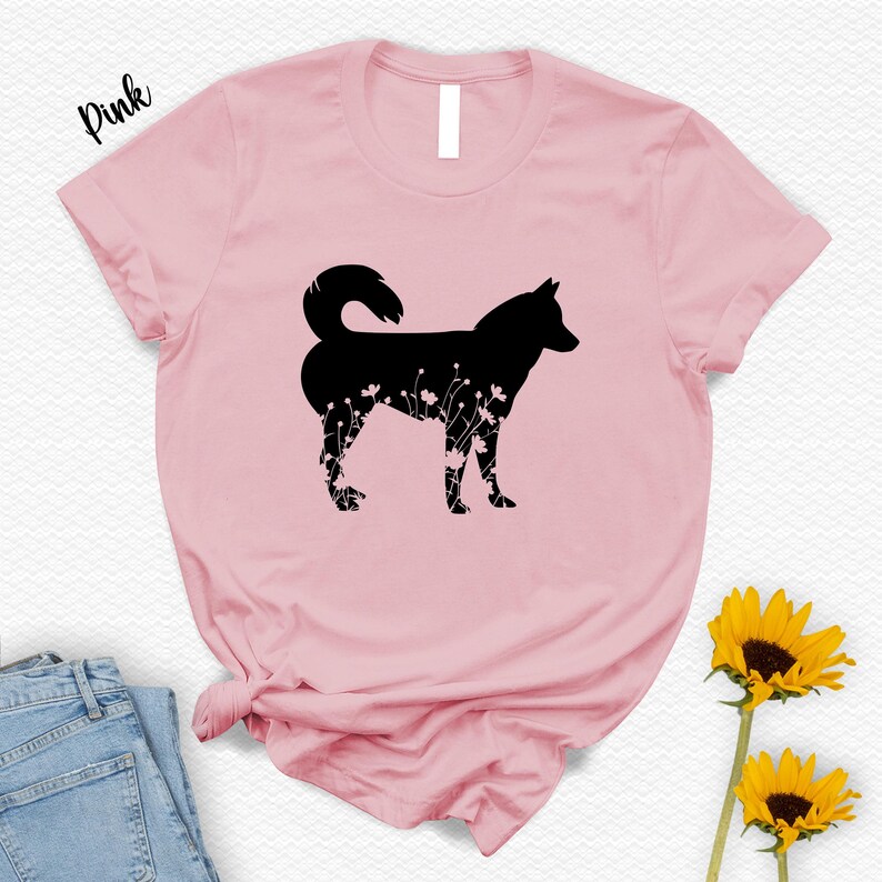 Camiseta con estampado floral de husky siberiano: Regalo para amantes de los animales imagen 3
